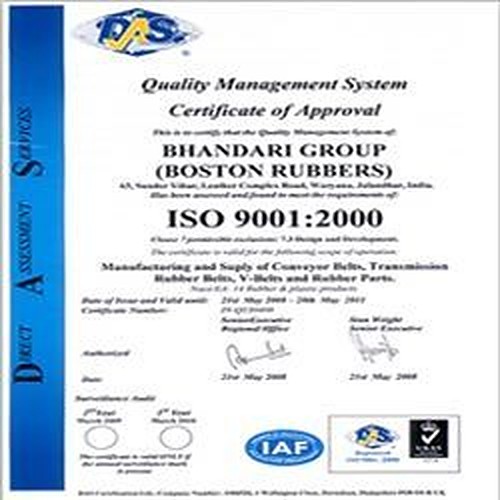 ISO 9001:2000 certificate, Bhandari Group (Boston Rubbers)